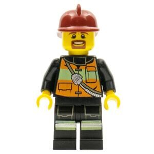 Lego Minifigure Town Fireman cty0342 reflective stripe vest dark red fire helmet